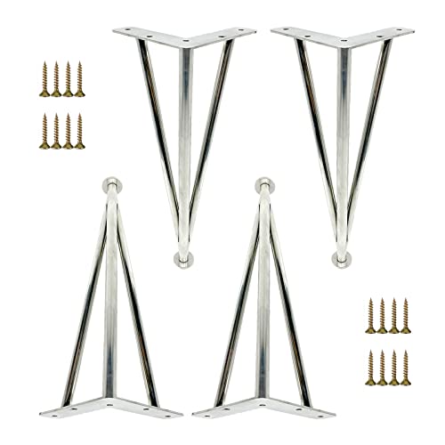 WLCNYL Möbelbeine Schwarz/Gold/Silber, 4 Stück, Tischbeine Metall, Verstellbare Möbelfüße, Möbelersatzbeine 10cm 15cm 20cm 25cm 30cm 35cm 40cm 60cm, für Soft Desk,Silver-25cm/9.8in von WLCNYL