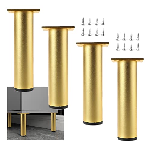 WLCNYL Runde Möbelbeine, 4 Stück verstellbare Tischbeine aus Aluminiumlegierung, DIY-Ersatzmöbelfüße für Küche, Badezimmer, Couchtisch, Schrank, Sofa, Stuhl, Schreibtisch, Schwarz/Gold/Silber,Gold- WLCNYL Runde Möbelbeine, 4 Stück verstellbare Tischbeine aus Aluminiumlegierung, DIY-Ersatzmöbelfüße für Küche, Badezimmer, Couchtisch, Schrank, Sofa, Stuhl, Schreibtisch, Schwarz/Gold/Silber,Gold- von WLCNYL
