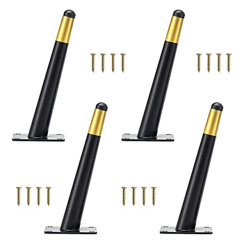 WLCNYL Schräge Möbelbeine aus Metall, Tischbeine in Schwarz/Gold, 10 cm, 12 cm, 15 cm, 18 cm, 20 cm, 25 cm, 30 cm, 35 cm, Möbelfüße, rutschfeste/verschleißfeste Ersatzbeine, für Sofas, Schreibtisch von WLCNYL