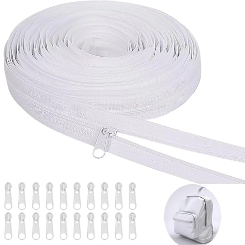 WLHFDC Endlos Reissverschluss Weiß mit Zipper,5M 27MM Breit+20 Metall Schieber für Bettwäsche,Nylon Endlosreißverschluss mit Zipper,Reissverschluss Meterware für Tasche Kleidung Bettwäsche WLHFDC Endlos Reissverschluss Weiß mit Zipper,5M 27MM Breit+20 Metall Schieber für Bettwäsche,Nylon Endlosreißverschluss mit Zipper,Reissverschluss Meterware für Tasche Kleidung Bettwäsche von WLHFDC
