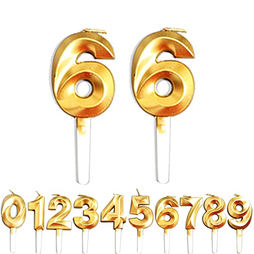 Geburtstag Kerzen, 66th Geburtstag Gold Nummer Geburtstagskuchen kerzen, Kuchen Dekoration für Geburtstag Party Hochzeit Jahrestag Abschlussfeier Feier Lieferungen von WLHGH