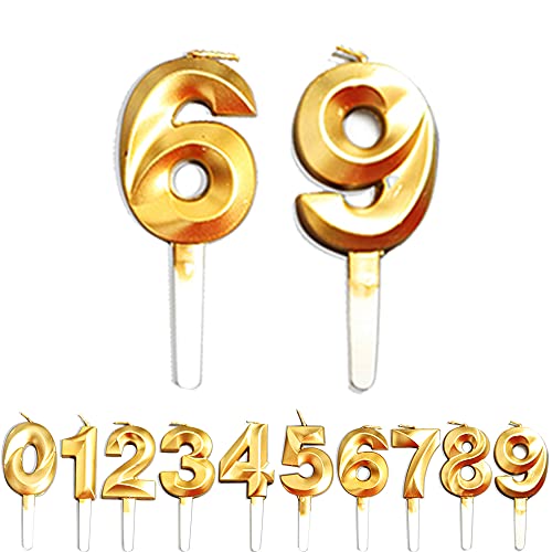 WLHGH Geburtstag Zahl Kerzen, 6/9/69/96 Jahre alt, Golden, Umweltfreundlich und ungiftig, Kuchen Dekoration für Geburtstag Party Hochzeit Jahrestag Abschlussfeier Feier, Unparfümiert WLHGH Geburtstag Zahl Kerzen, 6/9/69/96 Jahre alt, Golden, Umweltfreundlich und ungiftig, Kuchen Dekoration für Geburtstag Party Hochzeit Jahrestag Abschlussfeier Feier, Unparfümiert von WLHGH