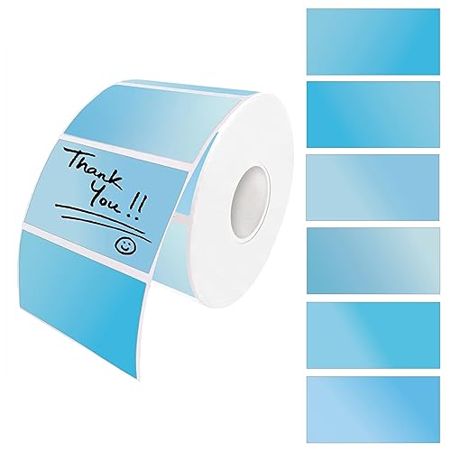 WLHGH Thermische Etiketten, Selbstklebende Kreis Aufkleber Drucker Etikett, 6 Farbverläufe Mehrzweck-Etiketten für Dankeskarte, Logo Design, Adresse, QR Code, Adresse, Inventar (60x30mm², Blau) von WLHGH
