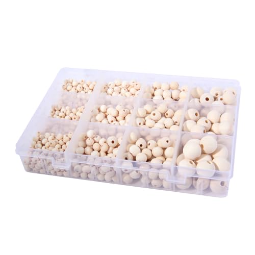 WLIAGYE 1050 Stück Gemischte Holzperlen Set,6mm/8mm/10mm/14mm/16mm/18mm Round Natur Holzkugeln mit Loch Kreative Perlen Set für Makramee Traumfänger Armbänder Halsketten Schmuck DIY Handwerk Decor WLIAGYE 1050 Stück Gemischte Holzperlen Set,6mm/8mm/10mm/14mm/16mm/18mm Round Natur Holzkugeln mit Loch Kreative Perlen Set für Makramee Traumfänger Armbänder Halsketten Schmuck DIY Handwerk Decor von WLIAGYE