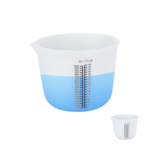 Silikon Messbecher 1000 ml mit schwarzer Skala, Siebdruck – Silikonbecher zum Gießen für Epoxidharz, Harz Mischbecher, wiederverwendbar für DIY Handmade, Gießformen, Basteln, Schmuckherstellung von WLICCHS