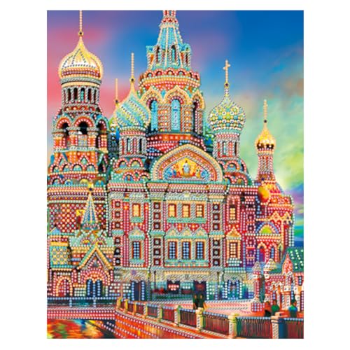 WLICCHS 5D Diamond Painting für Erwachsene, DIY Diamantmalerei Kunst Schloss, Strass Cross Craft Stickerei Set Full Rund Drill für Zuhause Wanddekoration 30x40cm von WLICCHS