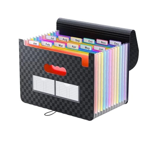 Akkordeon-Datei-Organizer 2 Stück Fächermappen mit 12 Fächern, Akkordeon-Organizer bunten Registerkarten, tragbarer A4-Dokumentenhalter for Büro und Zuhause FüR Akten Akkordeon-Datei-Organizer 2 Stück Fächermappen mit 12 Fächern, Akkordeon-Organizer bunten Registerkarten, tragbarer A4-Dokumentenhalter for Büro und Zuhause FüR Akten von WLIHDB
