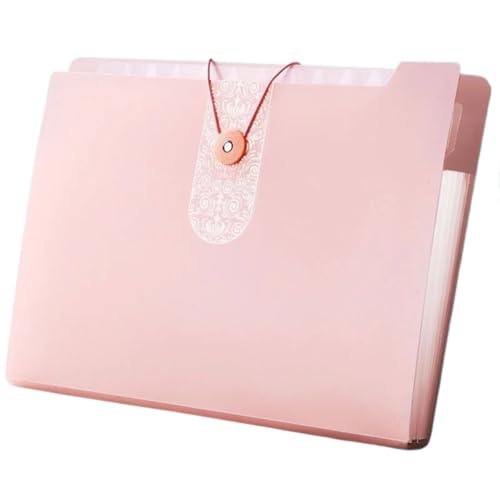 Akkordeon-Datei-Organizer 2 Stück Kunststoffordner mit 5 Schichten, tragbarer Datei-Organizer for Bürodokumente und Prüfungsunterlagen, Aufbewahrungslösung FüR Akten(Pink) von WLIHDB