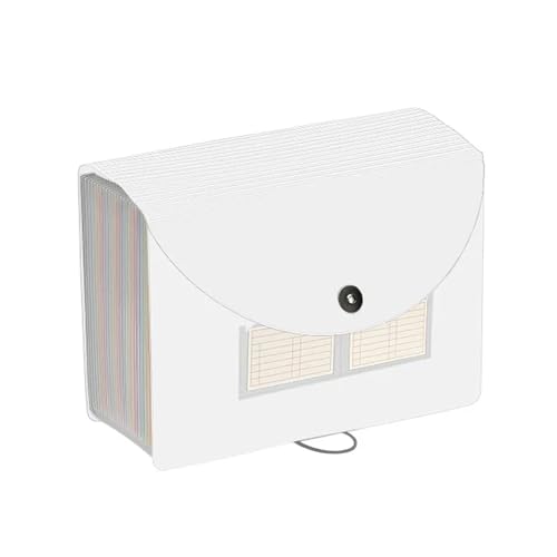 Akkordeon-Datei-Organizer Erweiterbarer Aktenordner, tragbarer Dokumenten-Organizer im Akkordeonformat A4 mit 24 Fächern und farbigen Registerkarten, for Studenten FüR Akten(White) von WLIHDB