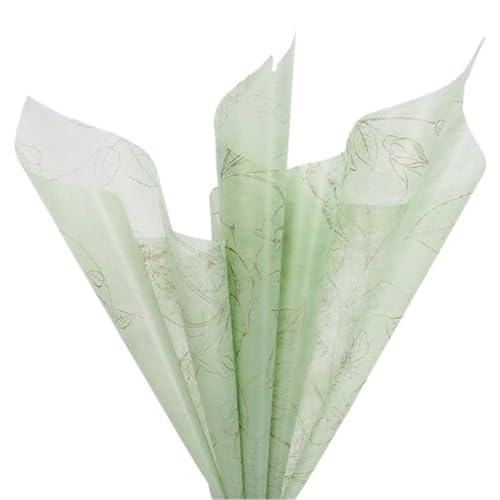 Geschenke Geschenkpapier 20 Stück 60 x 60 cm, mit Zuckerwatte ausgekleidetes Blumenstrauß-Geschenkpapier, Rosen-bedrucktes Baumwollpapier, blumenfarbenes Blumen-Verpackungsblatt FüR Urlaub(Green) von WLIHDB