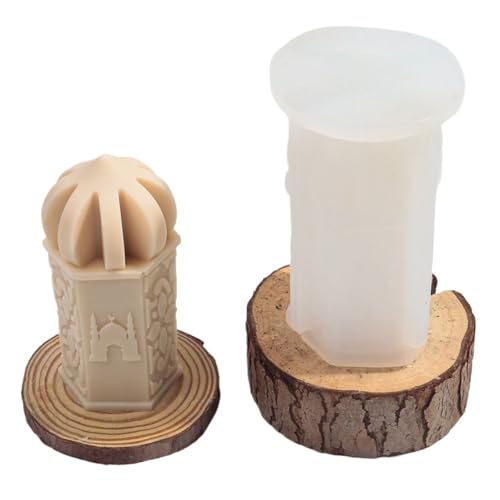 Kerzenformen 2PCS 3D Castle Top Zylinderförmige Kerze Silikon Form Handgemachte Muster Spalte Duft Kerze Gips Harz Form Kuchen Werkzeug FüR Diy von WLIHDB