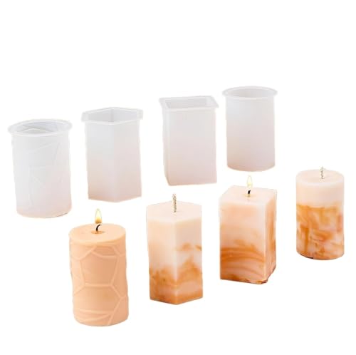 Kerzenformen 4PCS Geometrische Zylinder Silikon Form DIY Handgemachte Seife Duft Kerze Gips, Der Harz Formen Einfache 3D Handwerk FüR Diy(Style01) von WLIHDB