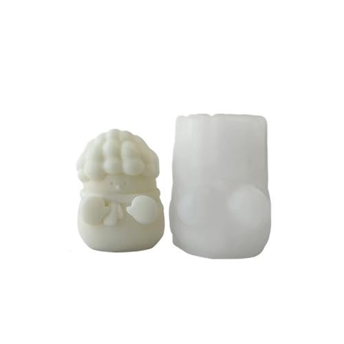 Kerzenformen 4PCS Kreative Weihnachten Set Schneemann Silikon Form Handgemachte Weihnachts Dekoration DIY Aroma Kerze Gips Ornamente Form FüR Diy(White01) von WLIHDB