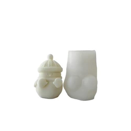 Kerzenformen 4PCS Kreative Weihnachten Set Schneemann Silikon Form Handgemachte Weihnachts Dekoration DIY Aroma Kerze Gips Ornamente Form FüR Diy(White02) von WLIHDB