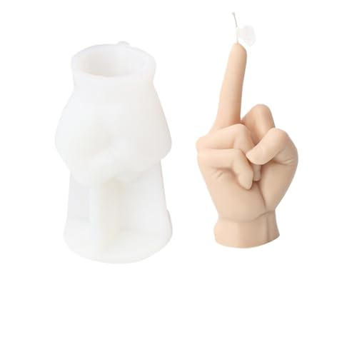 Kerzenformen 4PCS kreative Geste Kerze machen Set menschliche Hand Herz Finger Seife Harz Silikonform FüR Diy(White03) von WLIHDB