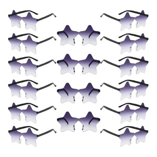Partybrille 16 Stück randlose sternförmige Sonnenbrillen, modisch, süß, Farbverlauf, Strandurlaub, Sonnenbrillen for Damen, trendiges Design, Rave-Sonnenbrille FüR Junggesellinnenabschiede(Grey) von WLIHDB