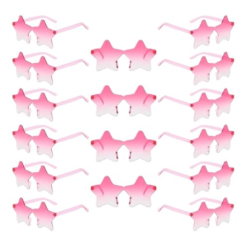Partybrille 16 Stück randlose sternförmige Sonnenbrillen, modisch, süß, Farbverlauf, Strandurlaub, Sonnenbrillen for Damen, trendiges Design, Rave-Sonnenbrille FüR Junggesellinnenabschiede(Pink) von WLIHDB