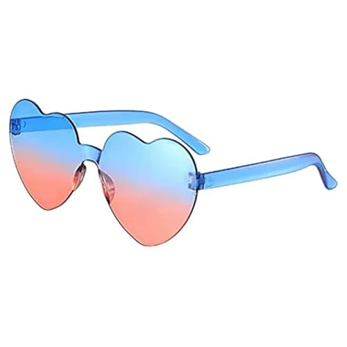 Partybrille 20 stücke Liebe Herzform Sonnenbrille Frauen Party Mädchen Randlose Rahmenlinse Bunte Gradienten Sonnenbrille Weiblich FüR Junggesellinnenabschiede(Blue orange) von WLIHDB