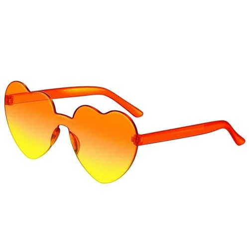 Partybrille 20 stücke Liebe Herzform Sonnenbrille Frauen Party Mädchen Randlose Rahmenlinse Bunte Gradienten Sonnenbrille Weiblich FüR Junggesellinnenabschiede(Orange) von WLIHDB