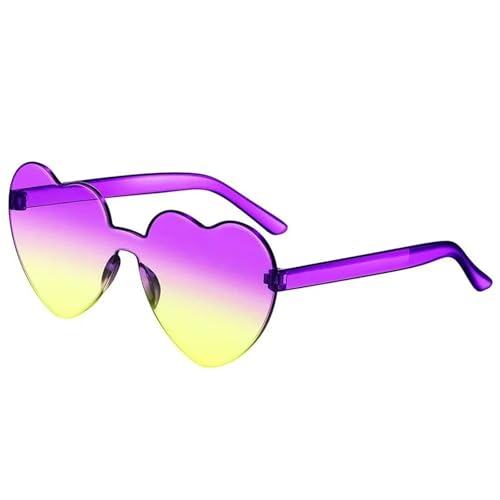 Partybrille 20 stücke Liebe Herzform Sonnenbrille Frauen Party Mädchen Randlose Rahmenlinse Bunte Gradienten Sonnenbrille Weiblich FüR Junggesellinnenabschiede(Purple yellow) von WLIHDB