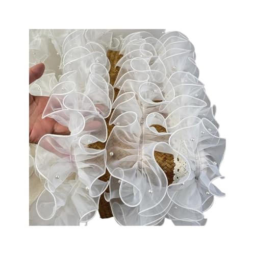 Spitzenband 1 Yard WavesPleated Spitzenbesätze Band Stoff Applikation Falten Rüschen mit Perlen DIY Nähzubehör Handwerk FüR NäHen Handwerk(Color1) von WLIHDB