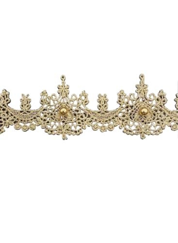 Spitzenband 2 Yards Gold Spitzenbesatz Besticktes Band Kleidung Spitze Zubehör FüR NäHen Handwerk(Color4,Width3cm) von WLIHDB