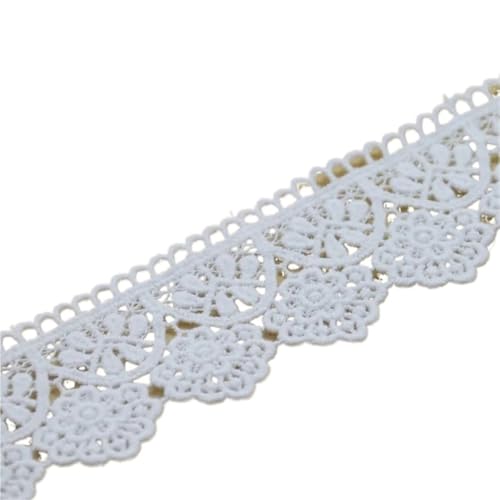 Spitzenband 3 Yards weiße Spitze, Baumwollstickerei, Spitze, französisches Spitzenband, Stoff, Guipure, DIY-Besätze, Kettenwirkerei, Nähzubehör FüR NäHen Handwerk von WLIHDB