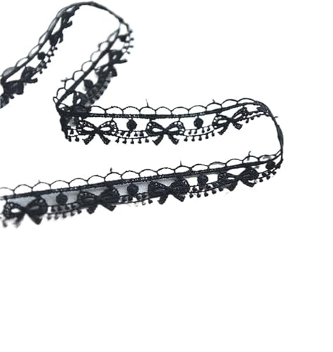 Spitzenband 5 Yards Spitze Exquisite Bestickte Bogen Bänder Kragen Trim Vorhänge Kleid DIY Nähzubehör FüR NäHen Handwerk(Black) von WLIHDB