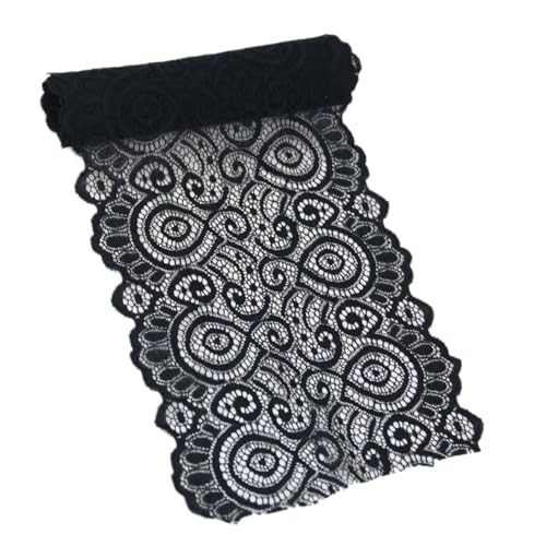 Spitzenband Schwarzer elastischer Spitzenstoff, französischer Hohl-Stretch-Spitzenbesatz FüR NäHen Handwerk von WLIHDB