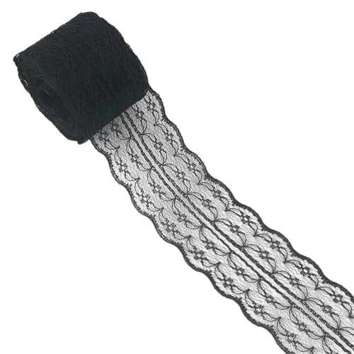 Spitzenband Schwarzes Spitzenstoffband DIY Gurtband Dekoration Verpackungsmaterial Kleid Kleidung Spitzenzubehör FüR NäHen Handwerk(4cm Black) von WLIHDB