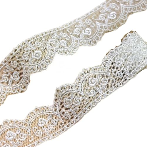 Spitzenband Stickerei-Netz-Spitzenbesätze, Band for Nähen von Hochzeits-Stirnbändern, Stoff for DIY-Näharbeiten FüR NäHen Handwerk(2.8cm width Beige) von WLIHDB