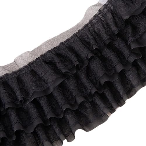 Spitzenband Weicher Chiffon- und Spitzenbesatz for Kleidung, Schuhe, Ärmel, Kinderkleidung, Heimdekoration FüR NäHen Handwerk(Black) von WLIHDB