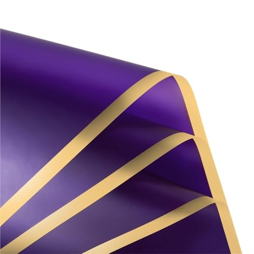 WLIHDB Geschenke Geschenkpapier 20 Blatt Blumen-Geschenkpapier mit goldenen Kanten, wasserfeste Blumenstraußverpackung, ideal for selbstgemachte Hochzeiten, Geburtstage FüR Urlaub(Dark Purple) von WLIHDB