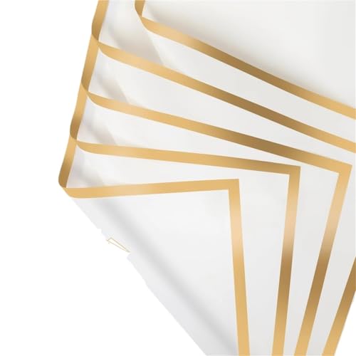WLIHDB Geschenke Geschenkpapier 20 Blatt Blumen-Geschenkpapier mit goldenen Kanten, wasserfeste Blumenstraußverpackung, ideal for selbstgemachte Hochzeiten, Geburtstage FüR Urlaub(Transparent) von WLIHDB