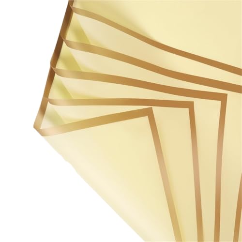 WLIHDB Geschenke Geschenkpapier 20 Blatt Blumen-Geschenkpapier mit goldenen Kanten, wasserfeste Blumenstraußverpackung, ideal for selbstgemachte Hochzeiten, Geburtstage FüR Urlaub(Yellow) von WLIHDB