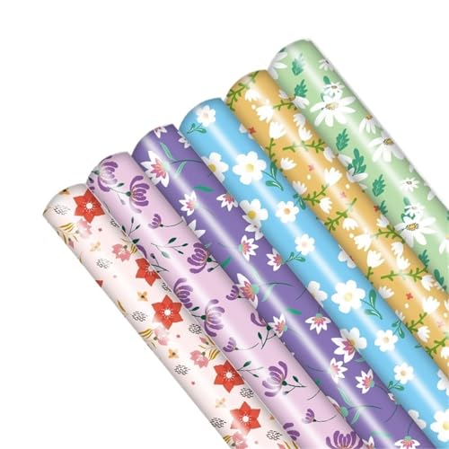 WLIHDB Geschenke Geschenkpapier 6 Rollen 50 x 70 cm pro Rolle, florales Geschenkpapier, Verpackung for Hochzeit, Urlaub, Bastelpapier, Dekor FüR Urlaub WLIHDB Geschenke Geschenkpapier 6 Rollen 50 x 70 cm pro Rolle, florales Geschenkpapier, Verpackung for Hochzeit, Urlaub, Bastelpapier, Dekor FüR Urlaub von WLIHDB