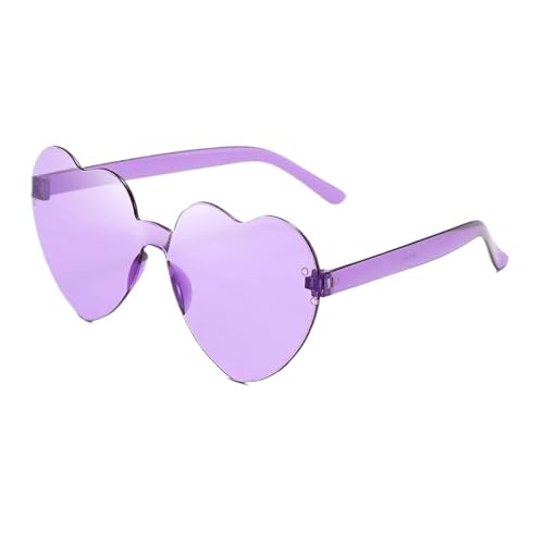 WLIHDB Partybrille 20 Stück herzförmige Sonnenbrillen for Damen, rahmenlose, herzförmige Einteilerbrille in Jelly-Farbe, schillernde Farbbrille FüR Junggesellinnenabschiede(Purple) von WLIHDB
