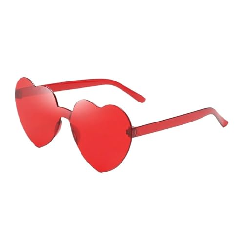 WLIHDB Partybrille 20 Stück herzförmige Sonnenbrillen for Damen, rahmenlose, herzförmige Einteilerbrille in Jelly-Farbe, schillernde Farbbrille FüR Junggesellinnenabschiede(Red) von WLIHDB