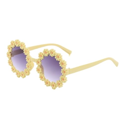 WLIHDB Partybrille 20 Stück runde Blumen-Sonnenbrillen for Kinder, süße Gänseblümchen-Sonnenbrillen, Sonnenschutz im Freien, lustige Party-Brillen FüR Junggesellinnenabschiede(Yellow) von WLIHDB