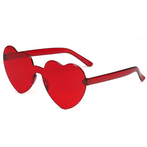 WLIHDB Partybrille 20 stücke Liebe Herz Form Sonnenbrille Frauen Randlose Rahmen Farbton Klare Linse Bunte Sonnenbrille FüR Junggesellinnenabschiede(Red) von WLIHDB