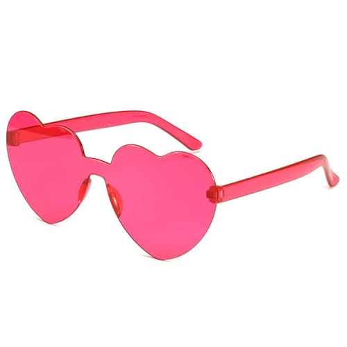 WLIHDB Partybrille 20 stücke Liebe Herz Form Sonnenbrille Frauen Randlose Rahmen Farbton Klare Linse Bunte Sonnenbrille FüR Junggesellinnenabschiede(Rose red) von WLIHDB