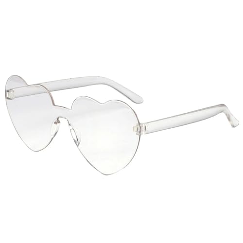 WLIHDB Partybrille 20 stücke Liebe Herz Form Sonnenbrille Frauen Randlose Rahmen Farbton Klare Linse Bunte Sonnenbrille FüR Junggesellinnenabschiede(White) von WLIHDB