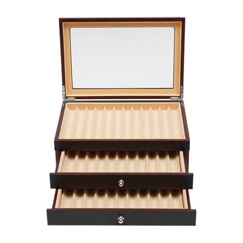 WLIHDB Stift-Displaybox 3-lagiger Vitrine-Halter aus Holz, Aufbewahrungssammler, Organizer-Box for 34 Füllfederhalter, Aufbewahrungskoffer PU-Leder FüR Die Aufbewahrung Von Stiftboxen WLIHDB Stift-Displaybox 3-lagiger Vitrine-Halter aus Holz, Aufbewahrungssammler, Organizer-Box for 34 Füllfederhalter, Aufbewahrungskoffer PU-Leder FüR Die Aufbewahrung Von Stiftboxen von WLIHDB