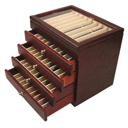 WLIHDB Stift-Displaybox Aufbewahrungsbox for Stifte aus Holz mit einer Kapazität von 50 Stiften, Füllfederhalter-Sammler-Organizer-Box transparentem Fenster FüR Die Aufbewahrung Von Stiftboxen von WLIHDB