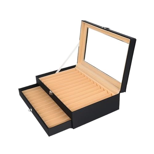 WLIHDB Stift-Displaybox Füllfederhalter-Vitrine aus Leder, 1–3-lagig, 12/24/36 Steckplätze, Organizer, Sammelbox FüR Die Aufbewahrung Von Stiftboxen(Black-24pens) von WLIHDB