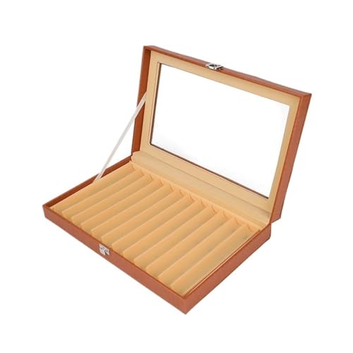 WLIHDB Stift-Displaybox Füllfederhalter-Vitrine aus Leder, 1–3-lagig, 12/24/36 Steckplätze, Organizer, Sammelbox FüR Die Aufbewahrung Von Stiftboxen(Orange-12pens) von WLIHDB