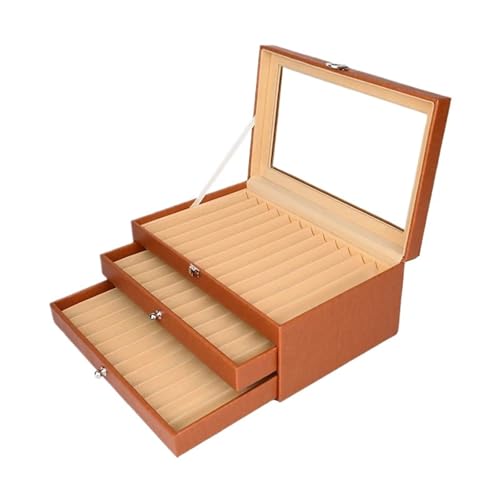 WLIHDB Stift-Displaybox Füllfederhalter-Vitrine aus Leder, 1–3-lagig, 12/24/36 Steckplätze, Organizer, Sammelbox FüR Die Aufbewahrung Von Stiftboxen(Orange-36pens) von WLIHDB