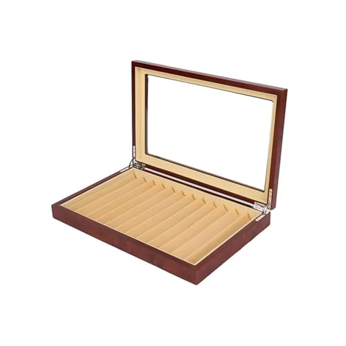 WLIHDB Stift-Displaybox Lack Holz Füllfederhalter Display Organizer Box Collector 12/23/34/78 Slots FüR Die Aufbewahrung Von Stiftboxen(Dark Red-12pens) von WLIHDB