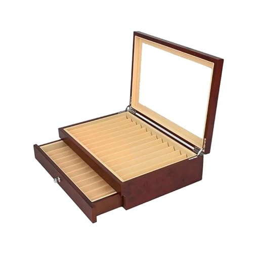 WLIHDB Stift-Displaybox Lack Holz Füllfederhalter Display Organizer Box Collector 12/23/34/78 Slots FüR Die Aufbewahrung Von Stiftboxen(Dark Red-23pens) von WLIHDB