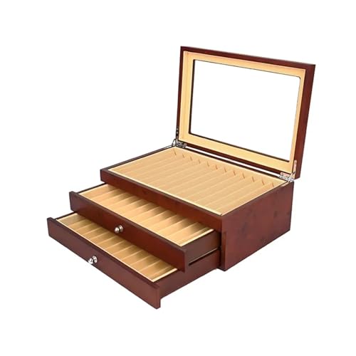 WLIHDB Stift-Displaybox Lack Holz Füllfederhalter Display Organizer Box Collector 12/23/34/78 Slots FüR Die Aufbewahrung Von Stiftboxen(Dark Red-34pens) von WLIHDB